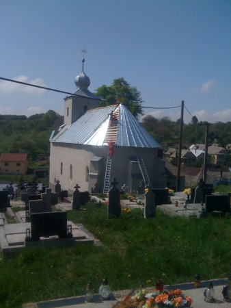 Pokrývanie kostola falcovaný plech